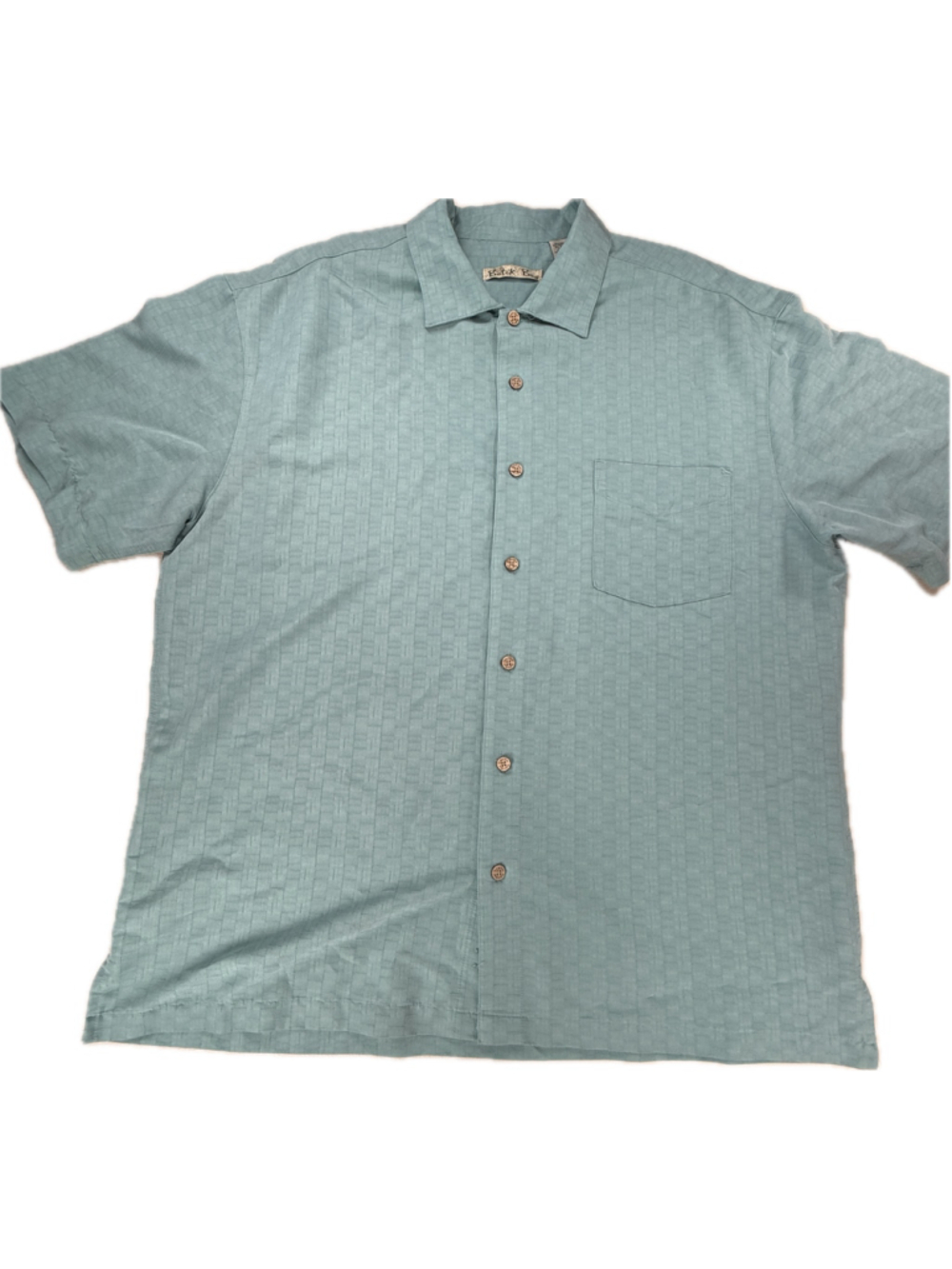 Batck Bay Men’s XL Aqua Blue Rayon Textured Button Up Hawaiian Camp Shirt